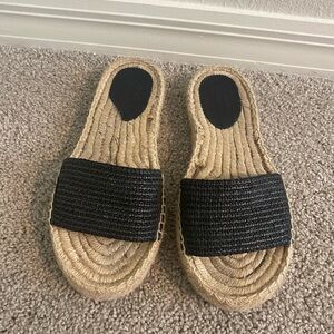 J Crew Black Woven Slide Espadrille Sandal Size 8